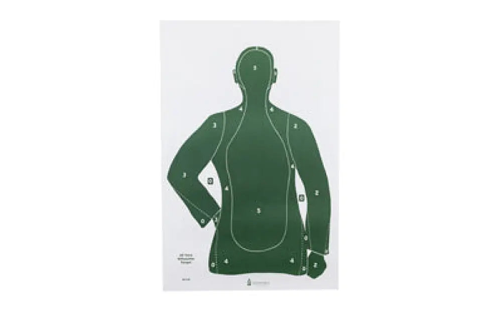 Green action target silhouette sheet with white outlines, 100 pack