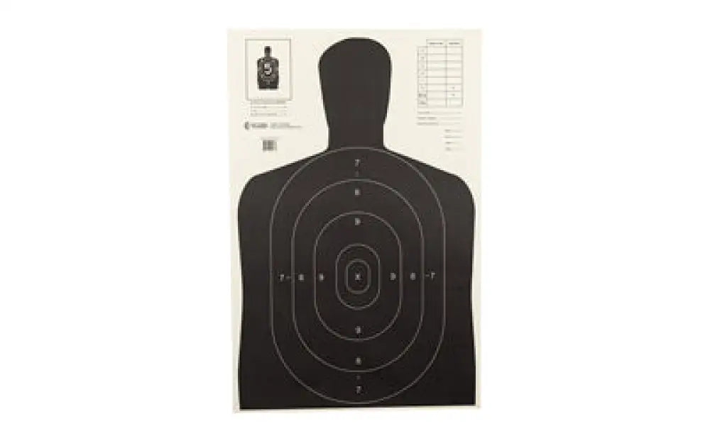 Black ACTION Target B27E with white circles and silhouette, 100 pack