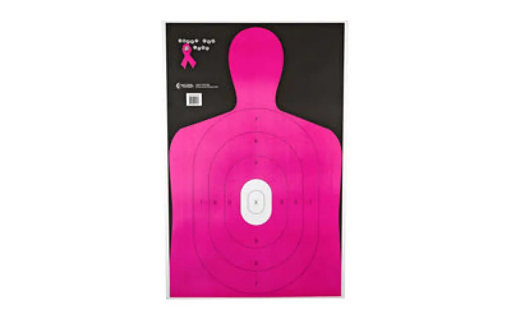 Pink action target B27E with white center rings for shooting practice