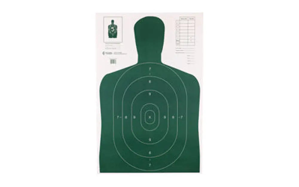 Green ACTION Target B27E with white circles and silhouette