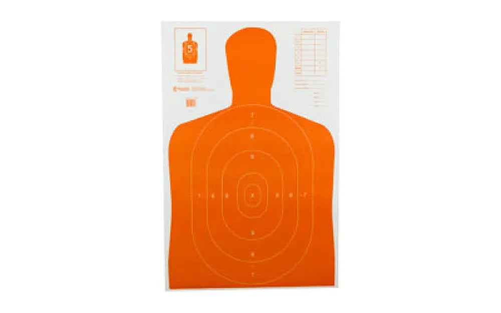 Orange action target with silhouette and concentric circles, B27E pack