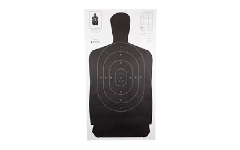 Black ACTION Target B27S silhouette with white concentric circles for shooting