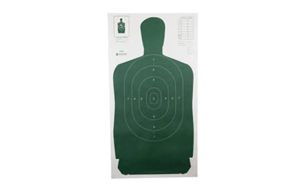 Green action target with white bullseye and silhouette, B27S 100 pack