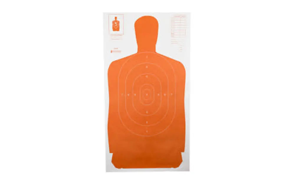Orange action target with concentric circles and human silhouette