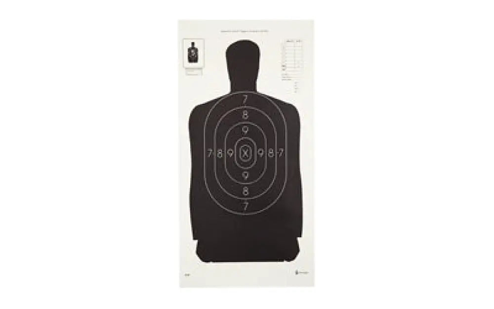 Black action target silhouette with concentric rings, Faith And Freedom Outdoors 100 pack