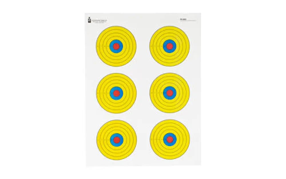Bright yellow Action Target 6 bullseye sheets 100 pack