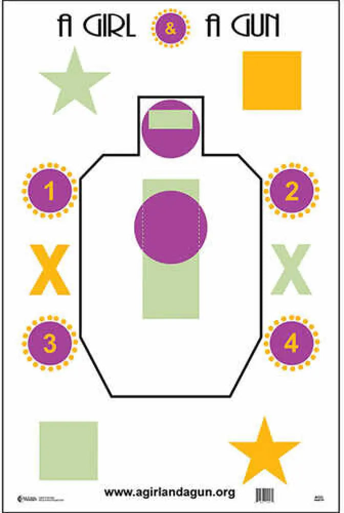 Action Target Inc Agg-100 a Girl & Gun Paper 23’’ x 35’’ Silhouette/shapes Black/green/purple/yellow 100