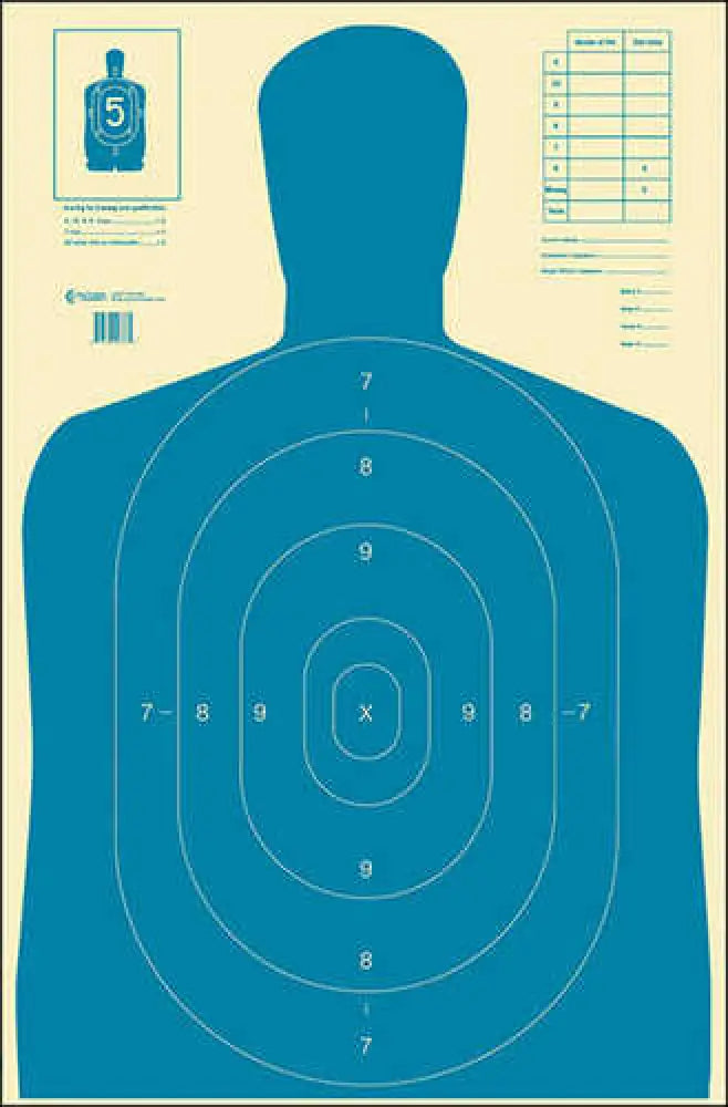 Action Target Inc B-27e Blue-100 Economy Hanging Paper 23’’ x 35’’ Silhouette 100 Per Box - Blue-100
