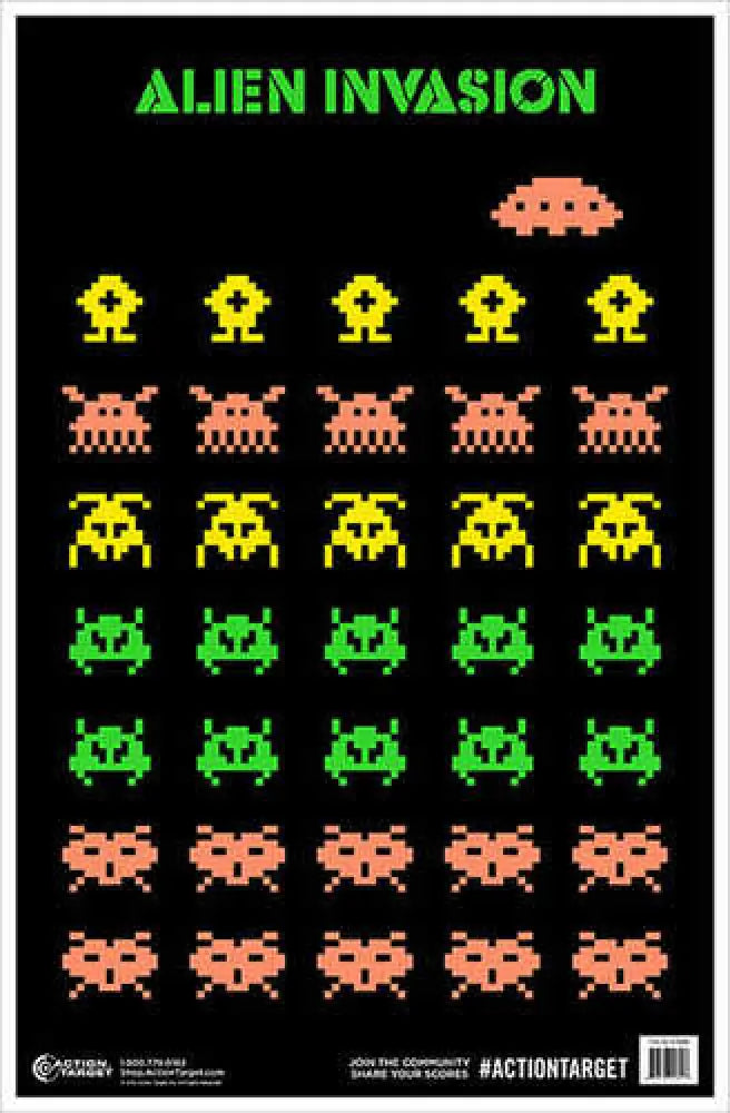 Action Target Inc Gs-alienin-100 Alien Invasion Hanging Paper 23’’ x 35’’ Aliens Black/green/peach/yellow 100