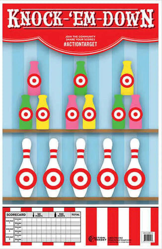 Action Target Inc Gs-carbttl-100100 Knock-em-down Hanging Paper 23’’ x 35’’ Bottles/pins Multi 100 - Gs-carbttl-100100