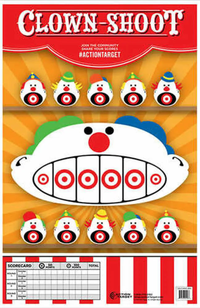 Action Target Inc Gs-carclwn-100 Clown-shoot Hanging Paper 23’’ x 35’’ Clowns Multi 100 - Gs-carclwn-100