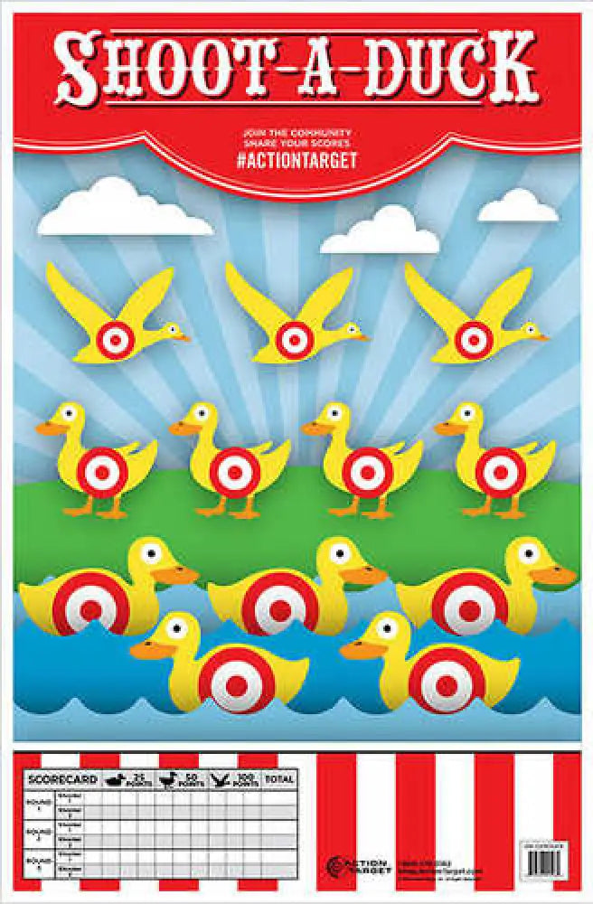 Action Target Inc Gs-carduck-100 Shoot-a-duck Hanging Paper 23’’ x 35’’ Ducks Multi 100 - Gs-carduck-100