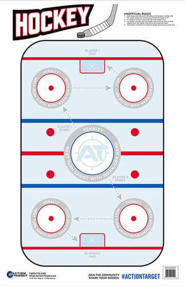 Action Target Inc Gs-hockey-100100 Bx Hockey Hanging Paper 23’’ x 35’’ Hockeye Red/white/blue 100 - Gs-hockey-100100 Bx