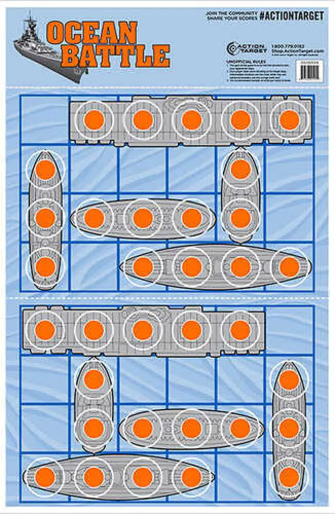 Action Target Inc Gs-ocean-100 Ocean Battle Hanging Paper 23’’ x 35’’ Ships Blue/gray/red 100 - Gs-ocean-100