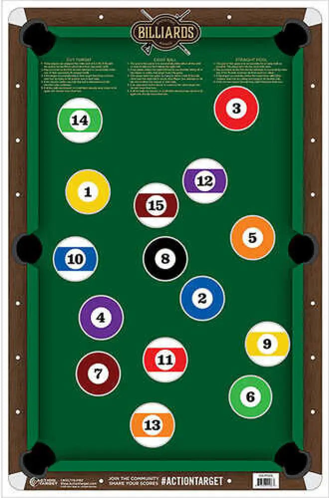 Action Target Inc Gs-pool-100 Billiards Hanging Paper 23’’ x 35’’ Multi 100 - Gs-pool-100