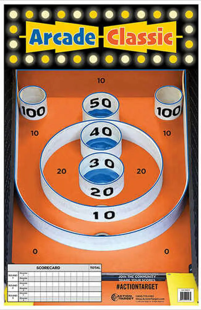 Action Target Inc Gs-skee-1000 Skee-ball Hanging Paper 23’’ x 35’’ Arcade Game White/blue/orange/black 100