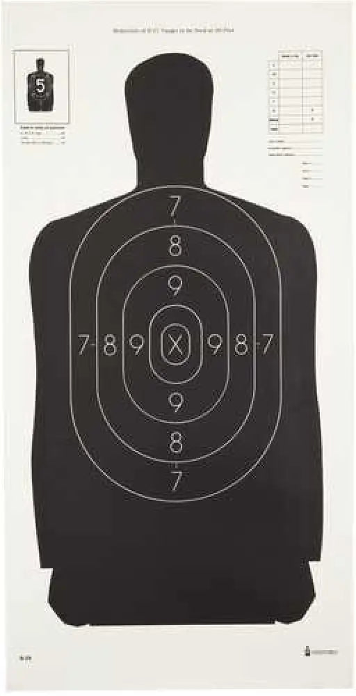 Action Target Inc S-29-100 B-29 Qualification Hanging Paper 11.50’’ x 22’’ Silhouette Black 100 Per Box