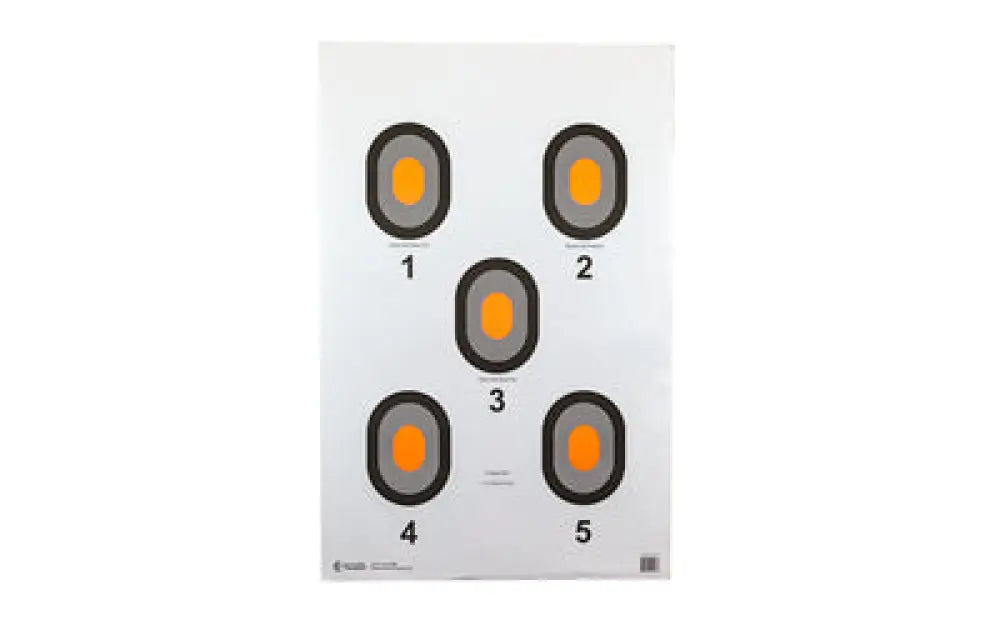 Action Target: 5 orange bullseye paper targets, 100 pack