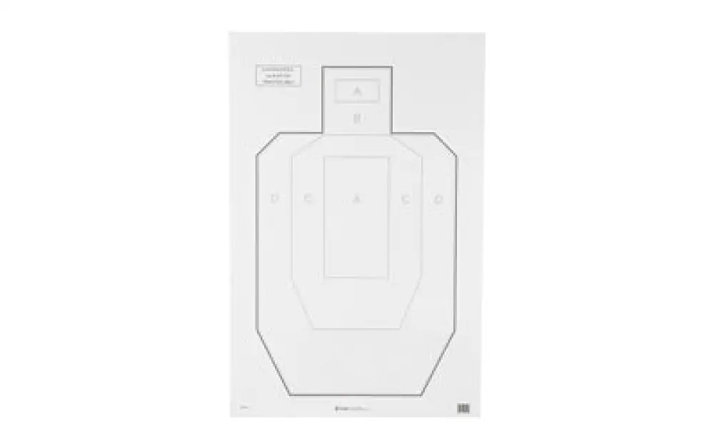 USPSA action target: white paper with black concentric zones, 100 pack