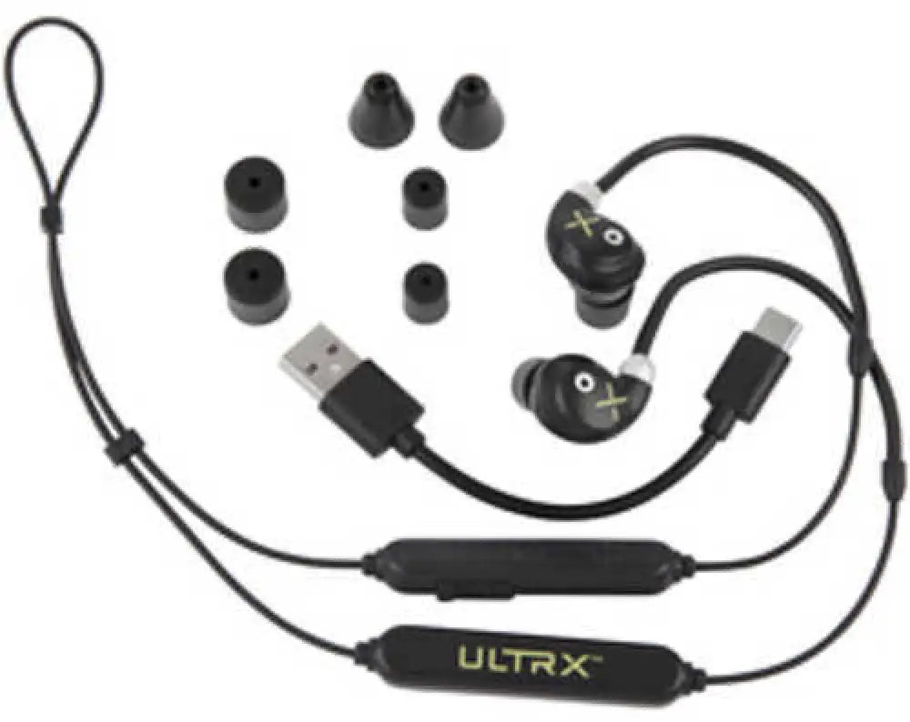 Allen Company Ultrx E-bud Neckband Electronic Ear Plug Nrr 19-30 Db Bluetooth 5.3 Rechargeable Black 4159
