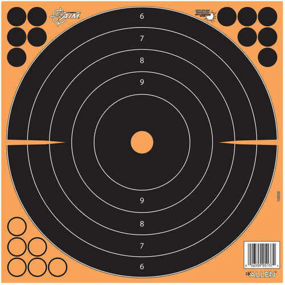 Allen Ez Aim Adhesive Bullseye 12’’ Square 25 Pack Black/orange 1531725