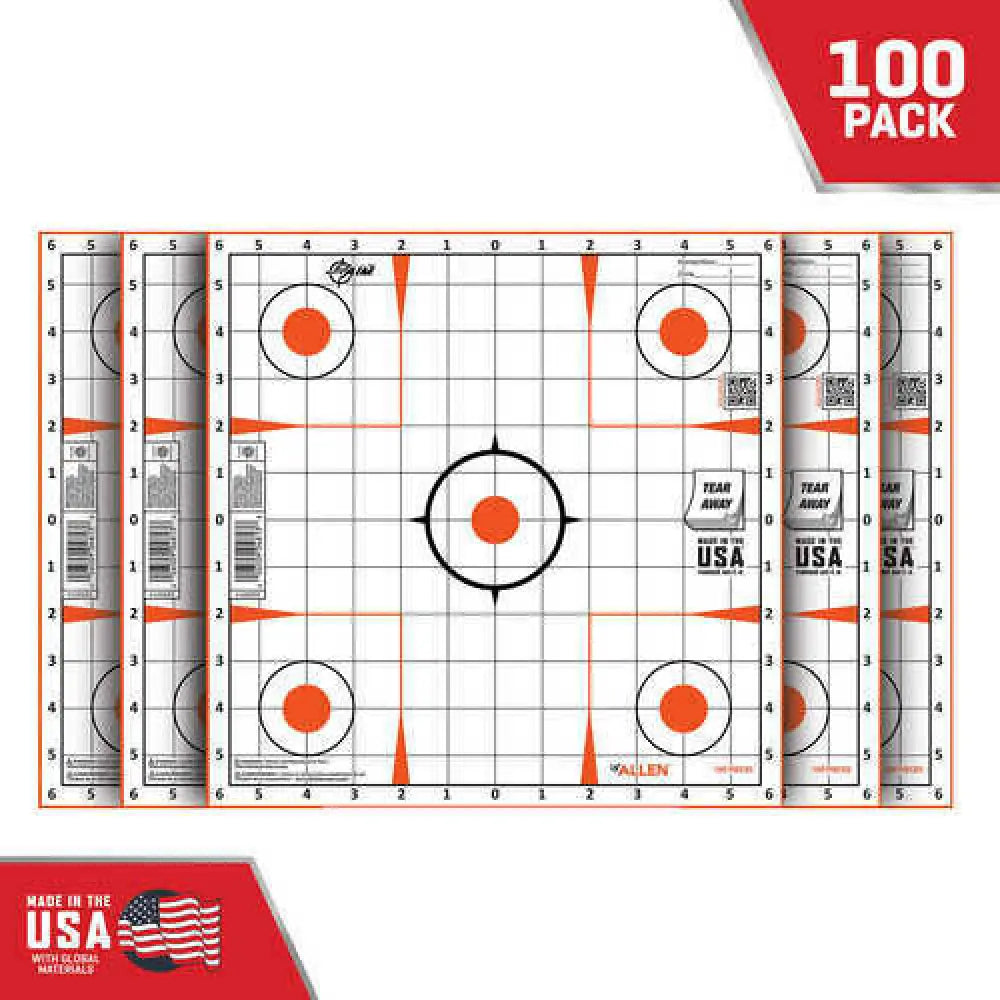 Allen Ez Aim Adhesive Bullseye 12’’x12’’ 100 Pack White and Orange 15333-100