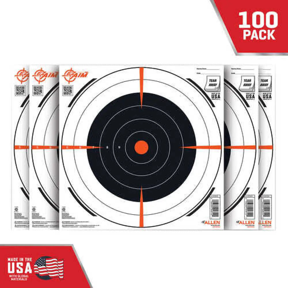Allen Ez Aim Adhesive Bullseye 12’’x12’’ 100 Pack White and Orange 15334-100