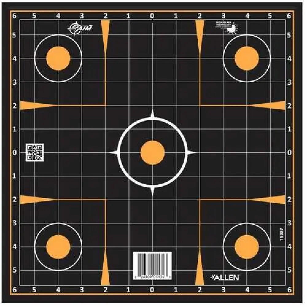 Allen Ez Aim Adhesive Sight-in Grid 12’’ Square 10 Pack Black/orange 1531410