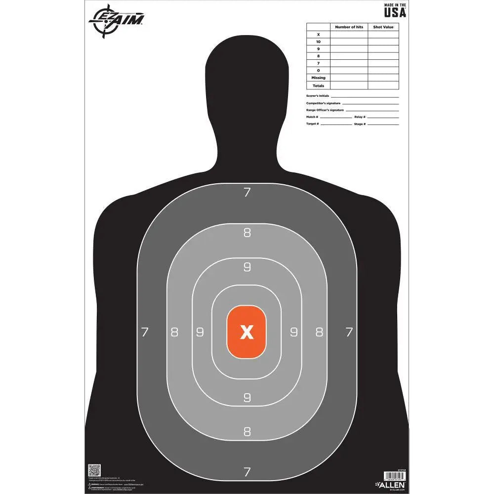 Allen Paper Targets Ez Aim B27 Pro Sileft Handouette Target 23’’ x 35’’ 50/ct Buy at Faith and Freedom Outdoors