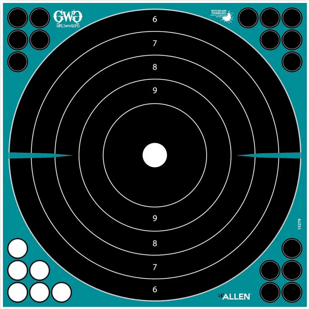 Allen Paper Targets Girls with Guns Splash Adhesive Bullseye 12’’ - 5/ct Buy at Faith and Freedom Outdoors
