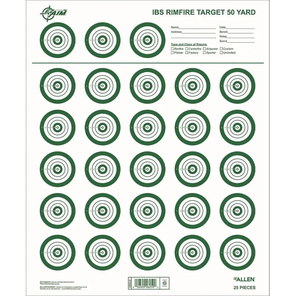 Allen Paper Targets Ibs Rimfire Target 25 Pack Buy at Faith and Freedom Outdoors