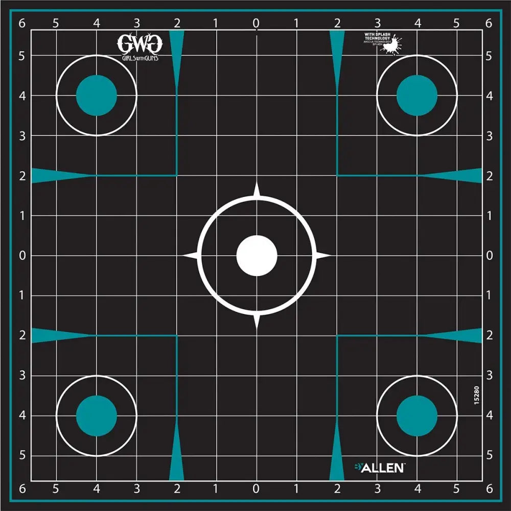 Allen Shooting|paper Targets Girls with Guns Splash Adhesive Sight Grid 12x12 - 5/ct Buy at Faith and Freedom Outdoors