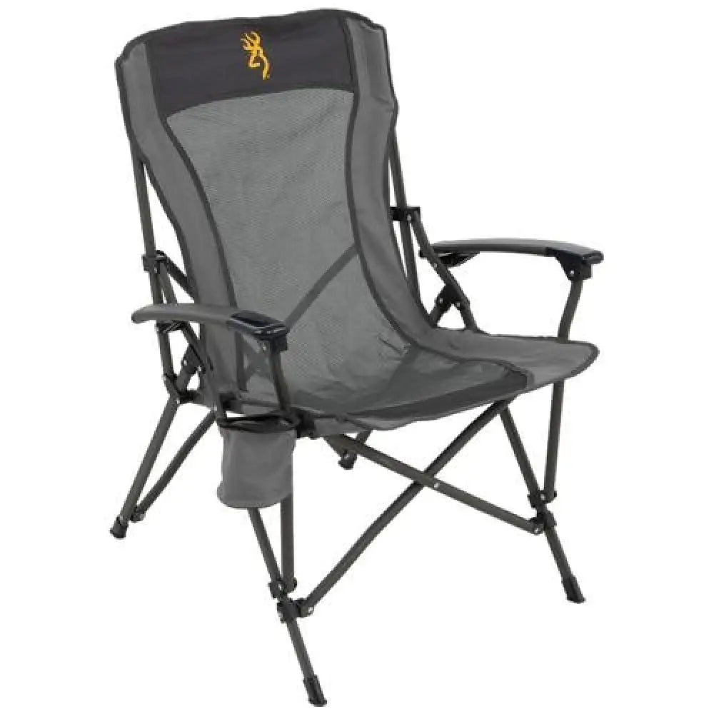 Alps Brands Chairs Browning Fireside Gold Buckmark Chair Charcoal/grey Buy at Faith and Freedom Outdoors