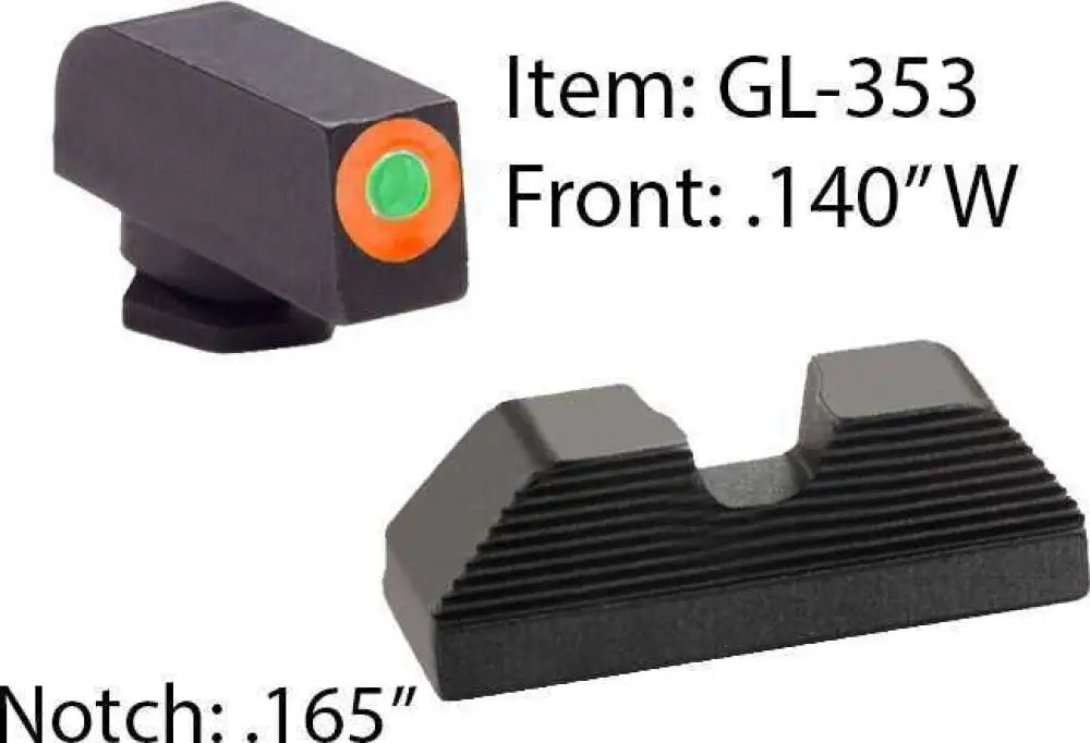 Ameriglo Glock Uc Tritium Sights for 17 19 22 23 24 26 27 33 34 35 37 38 39 Orang - Gl353