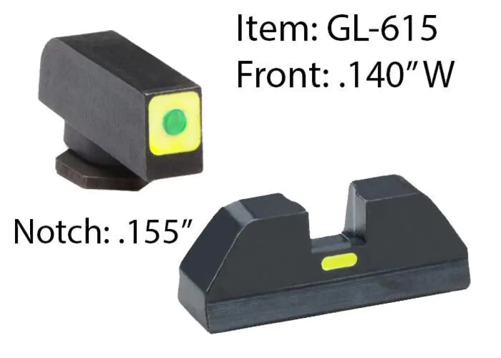 Ameriglo Gun Parts|night Sights Glock Cap Sight Set for 20 21 29 30 31 32 36 40 41 - Green Tritium Lime Lumisquare