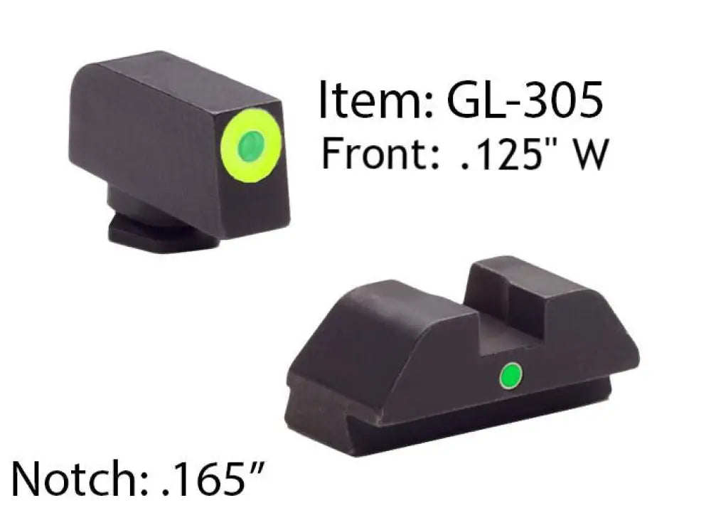 Ameriglo Gun Parts|night Sights Glock Tritium I-dot Night Sight Set for 42 43 - Lime Outline Front / Single Green Dot