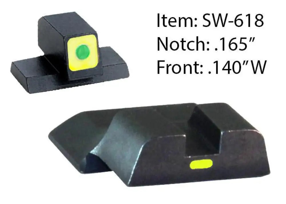 Ameriglo Night Sights Cap Tritium for S&w M&p Shield / Front - Green / Outline - Lumigreen / Style - Rear Paint Bar