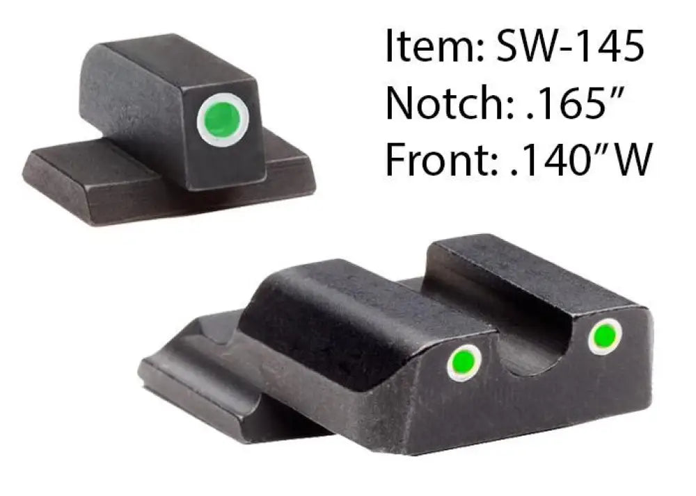 Ameriglo Night Sights Classic Style Sight Set for S&w M&p Shield / Front Tritium - Green / Outline - White / Rear - Buy