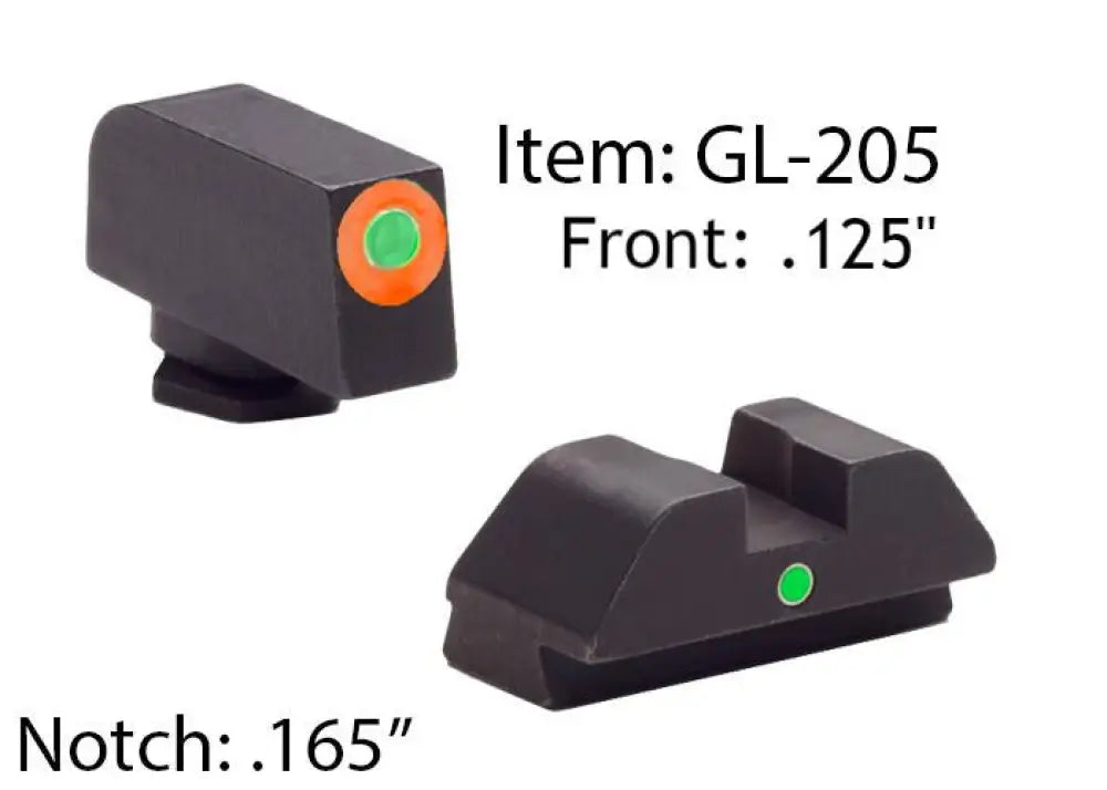 Ameriglo Night Sights Glock Tritium I-dot Sight Set for 42 43 - Orange Outline Front / Single Green Dot Rear Buy