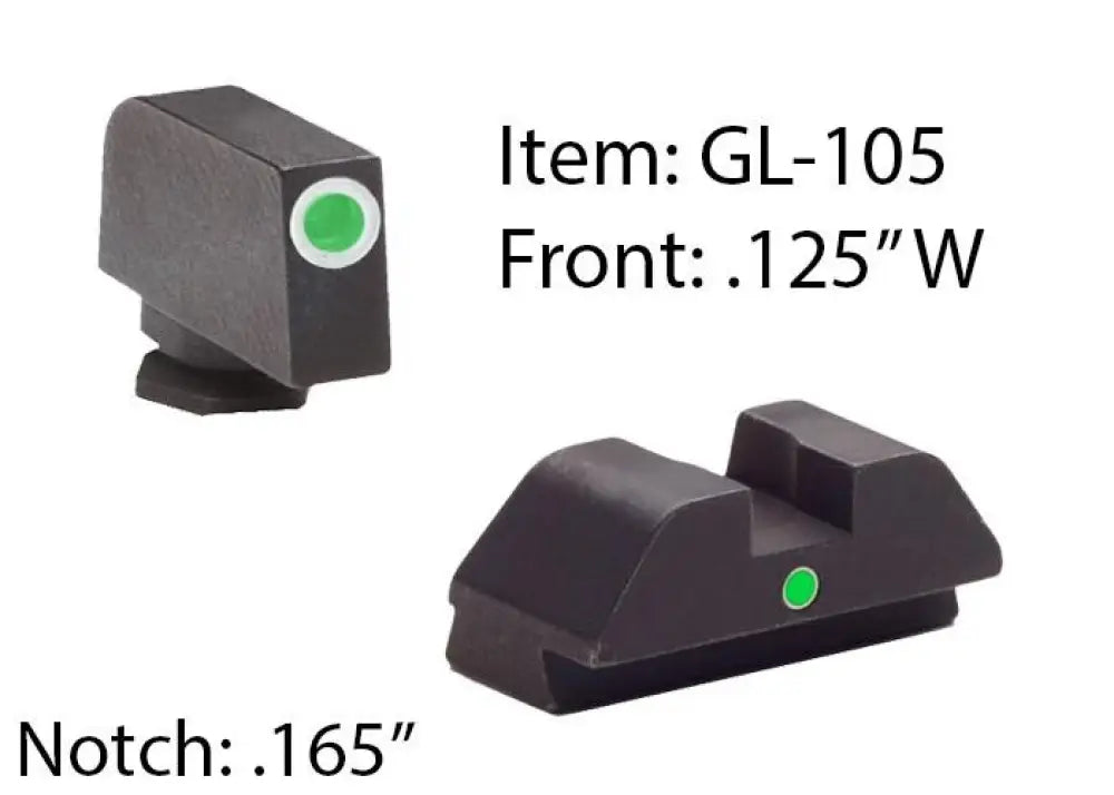 Ameriglo Night Sights Tritium I-dot Sight Set for Select Glocks - Front - Green / Outline - White / Rear Style - Square