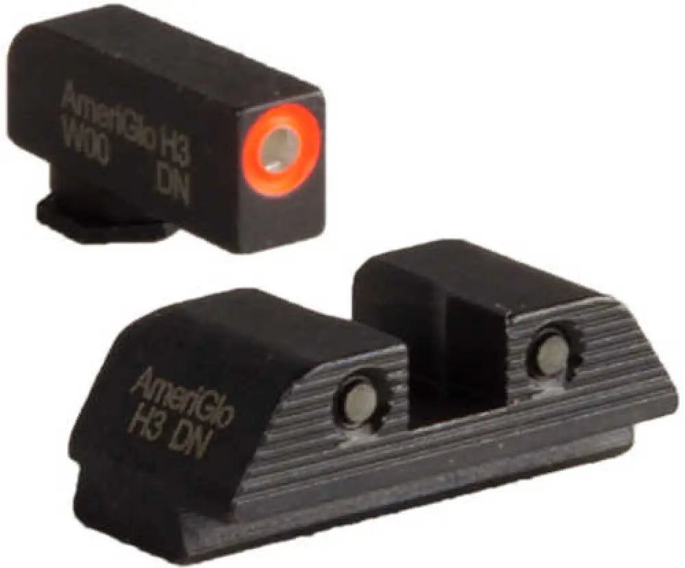 Ameriglo Trooper Sight Fits Glock Gen5 17 19 Green Tritium with Orange Outline Front Black Serrated Rear - Gl-818