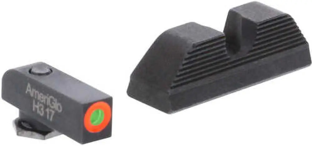 Ameriglo Uc Set 3 Dot Tritium Green W/orange Outline Front Black Serrated U-notch Rear Frame for Glock 171 - Gl5353