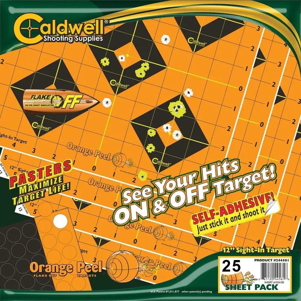 Aob Paper Targets Caldwell 12’’ Sight-in Orange and Black 25/ct Buy at Faith and Freedom Outdoors