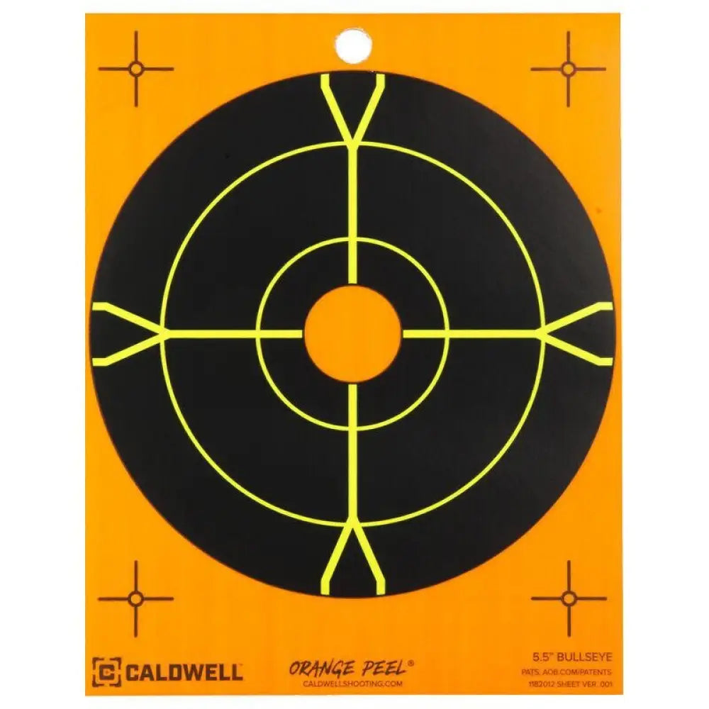 Aob Paper Targets Caldwell 5.5’’ Bullseye Target Orange and Black 25/ct Buy at Faith and Freedom Outdoors