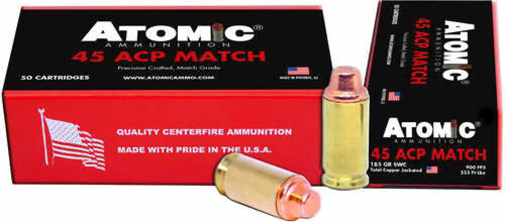 Atomic 448 Match 45 Acp 185 Gr Semi Wadcutter Ammo – Premium Quality Precision Performance - Grain / Lead - Handgun