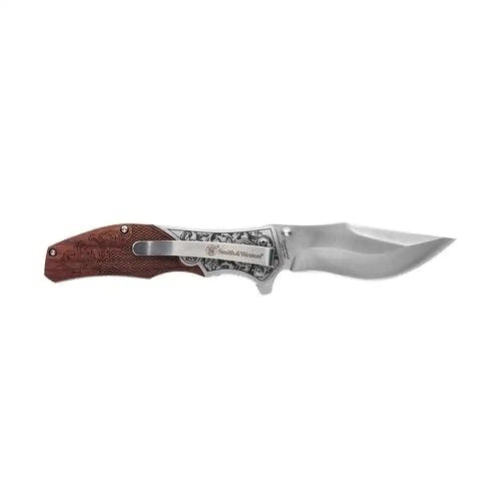 Battenfeld Knives & Edged Tools|knives Smith Wesson Unwavered Folding Knife 3-1/4’’ Clip Point Blade Engraved Wood