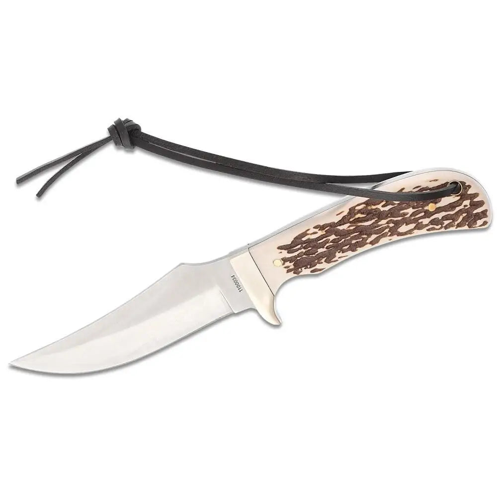 Battenfeld Knives & Edged Tools Schrade Uncle Henry Staglon Fixed Knife 4-1/4’’ Clip Point Blade with Leather Sheath