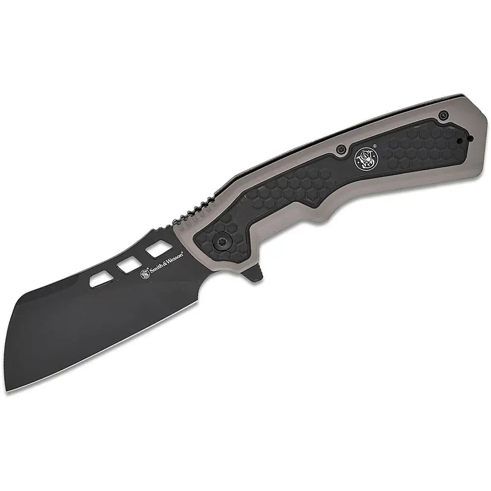 Battenfeld Knives Smith & Wesson Extraction and Evasion Assisted Folding Knife 3-1/2’’ Cleaver Blade Black Buy at Faith