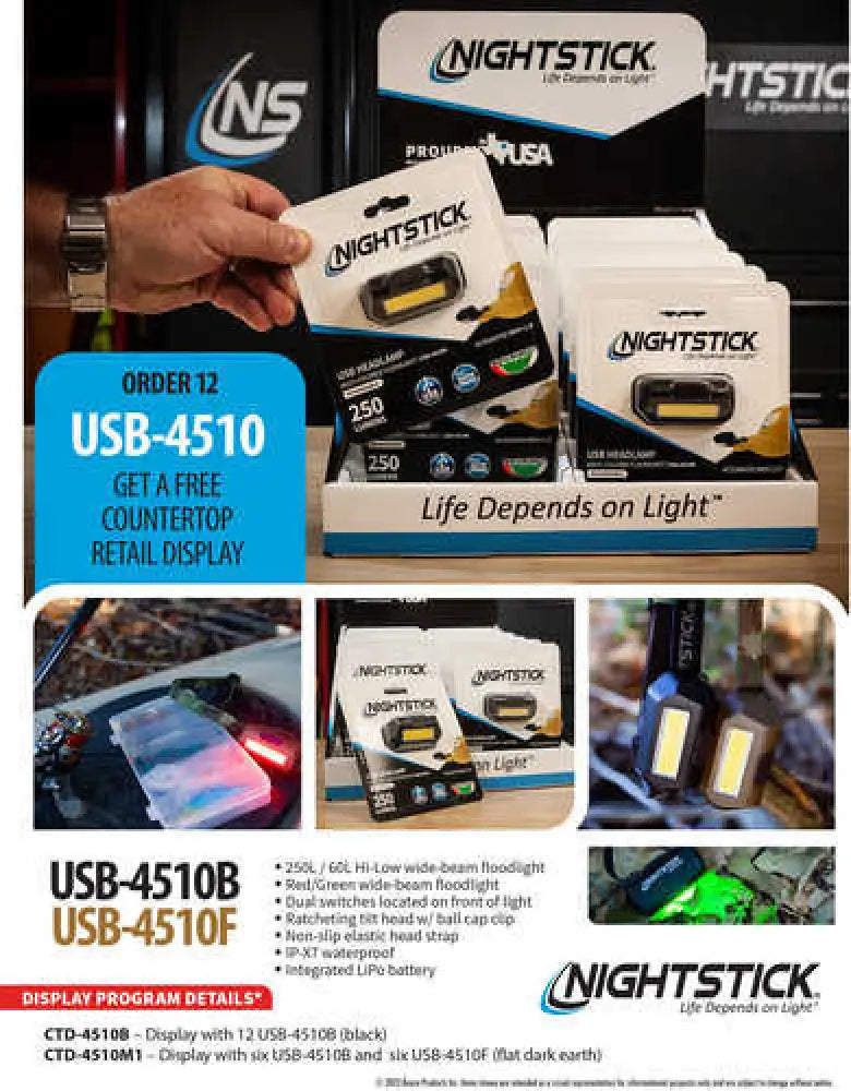 Bayco Nightstick Ctd-4510m1 (6) Usb4510b and Usb4510f Retail Display - Ctd4510m1