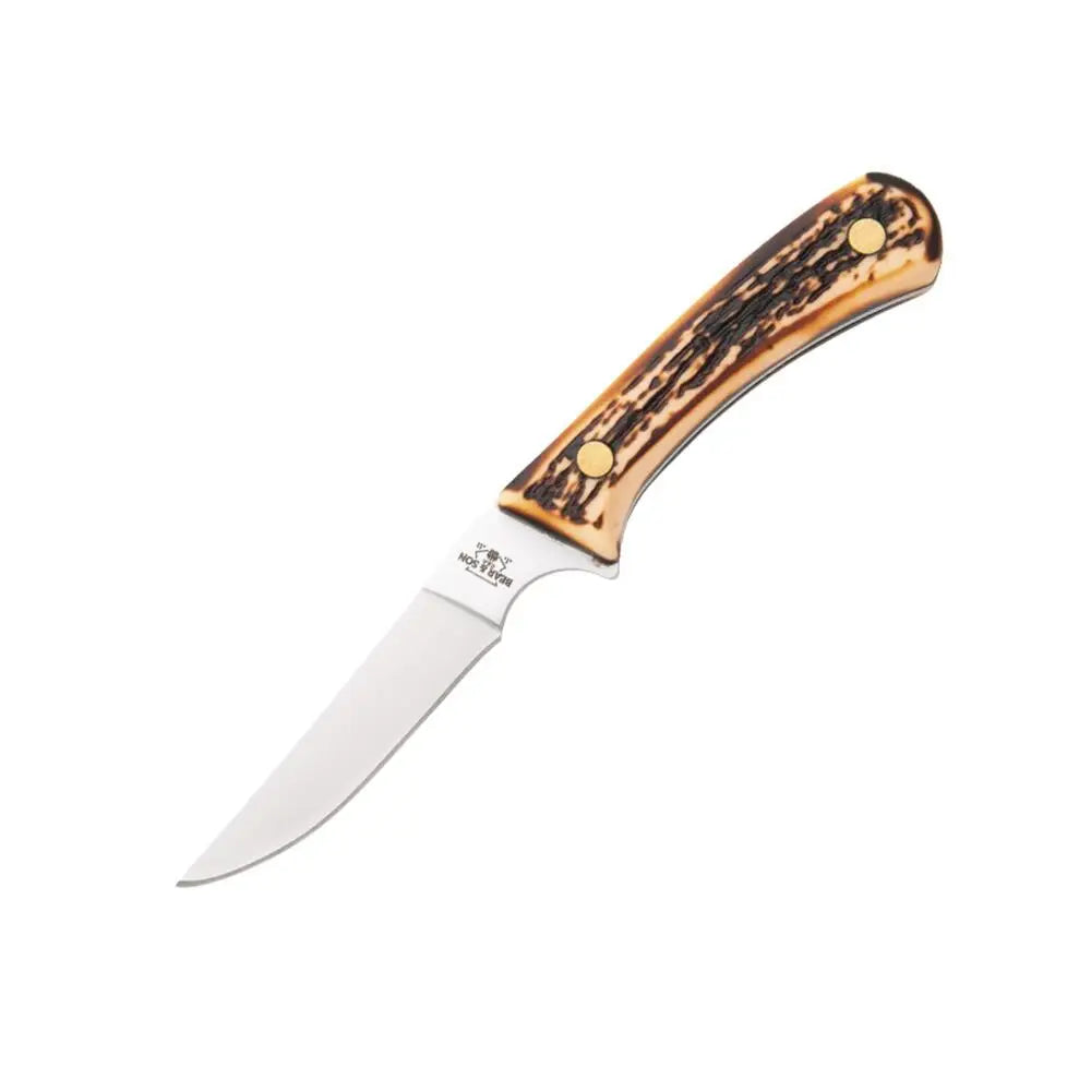 Bear & Son Cutlery Knives Bird Trout Fixed Knife 3’’ Clip Point Blade Stag Delrin with Leather Sheath Buy at Faith